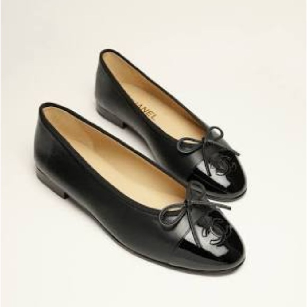 Chanel Black Leather Ballet Flats